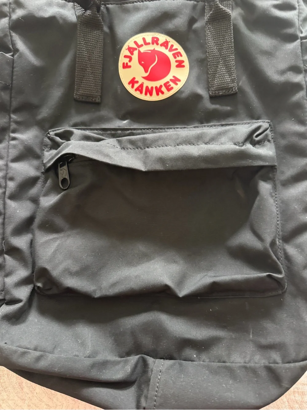 Fjallraven Kanken Tote Bag in Black with Red Logo